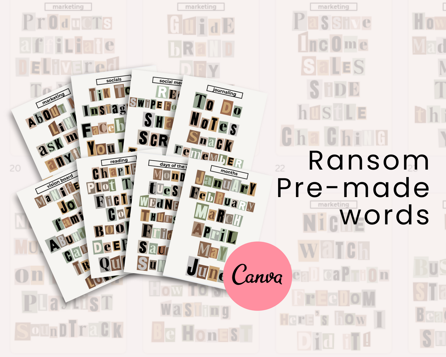 Earth-Tone Scrapbook Style Meets Ransom Note Aesthetic - With 500+ Editable Elements