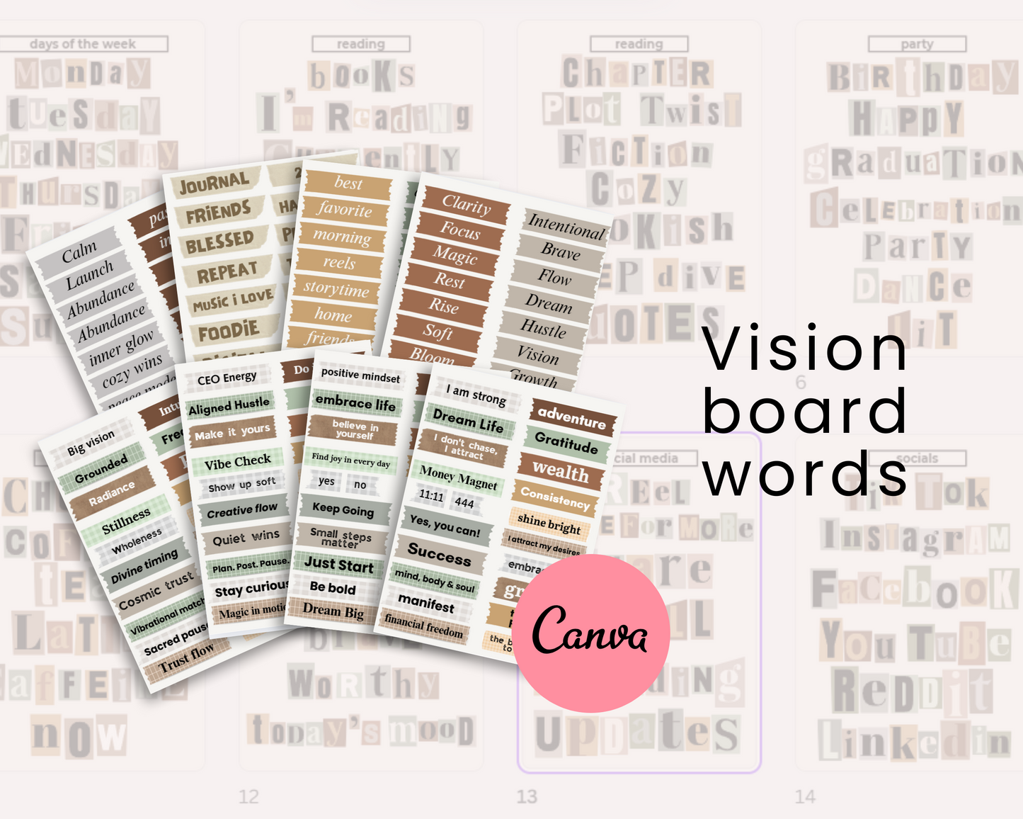 Earth-Tone Scrapbook Style Meets Ransom Note Aesthetic - With 500+ Editable Elements