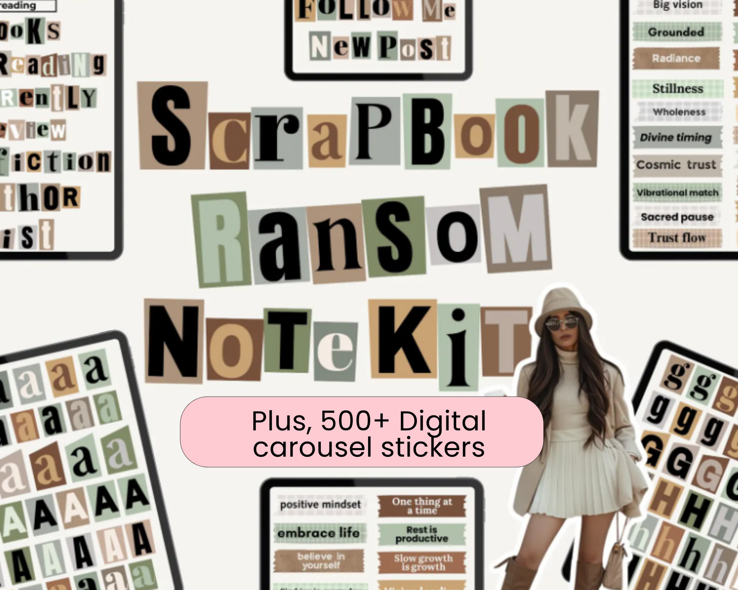 Earth-Tone Scrapbook Style Meets Ransom Note Aesthetic - With 500+ Editable Elements