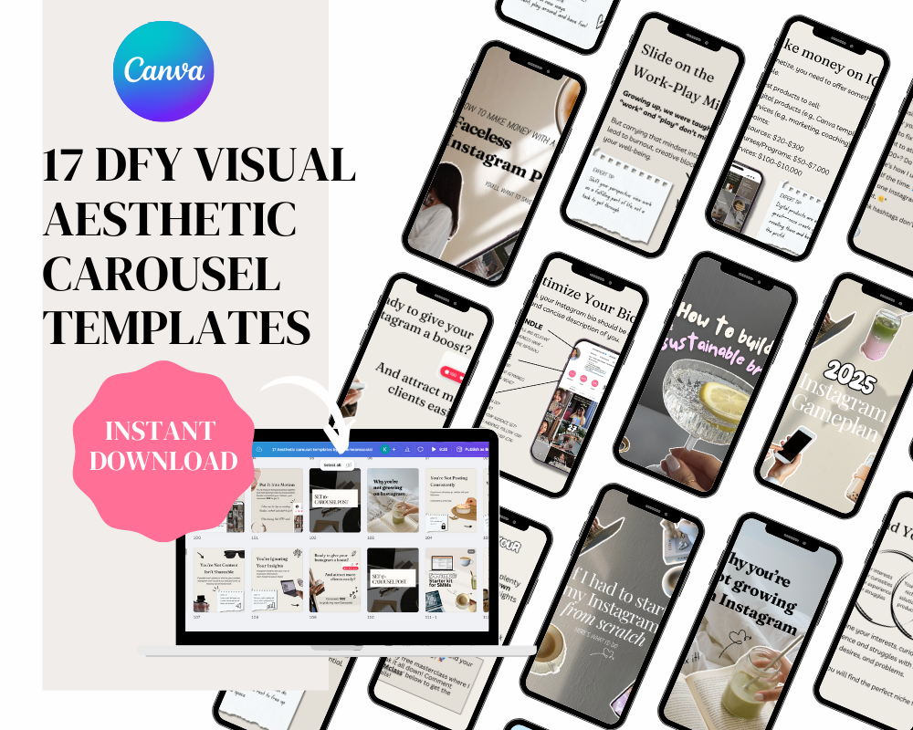 17 DFY Visual Aesthetic Carousel Templates