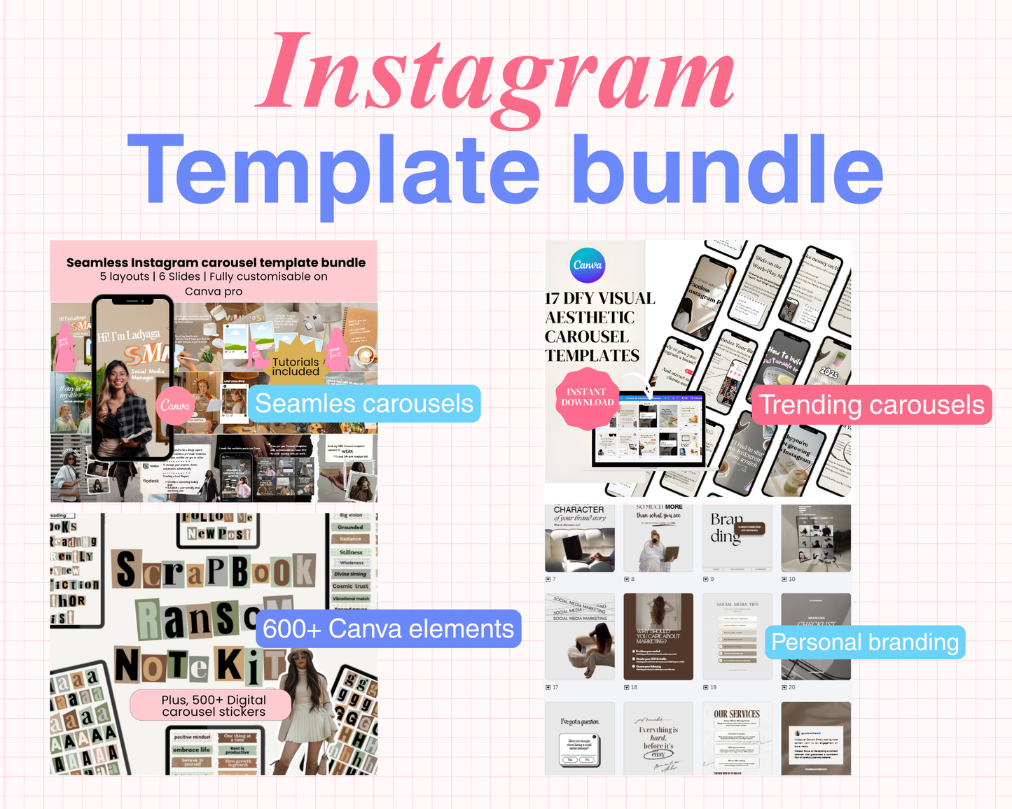 Instagram Carousel template bundle (Made in Canva)